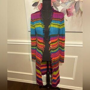 Multicolor Striped Women's Cardigan || Size 14 (see measurements in description)